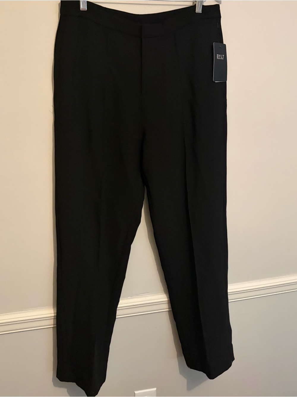 BYLT Midtown Straight Leg Pintuck Black Pant Sz XL X-Large New